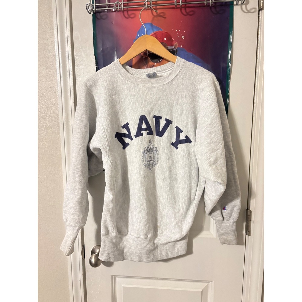 Champion Reverse Weave Navy US Naval Academy Sweatshirt Gray Medium Made in USA